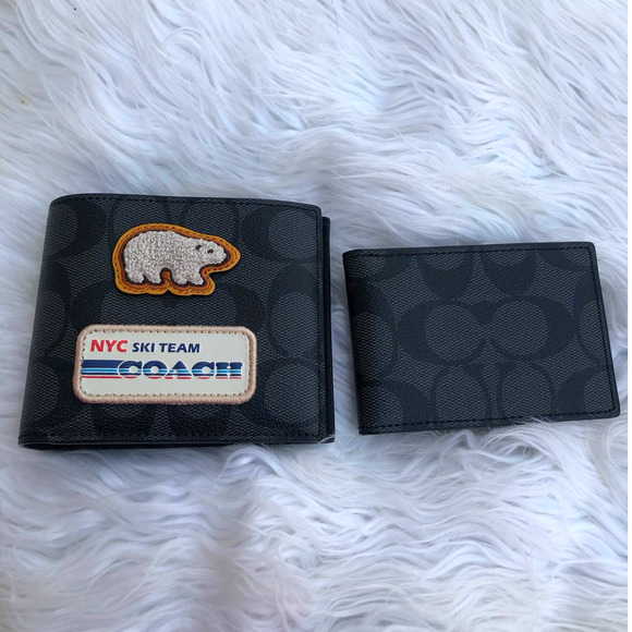 New 🎀 Coach 3 In 1 Wallet In Signature Canvas With Ski Patches - Picture 2 of 10